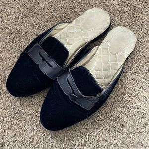 Birdies blue velvet mules 8.5